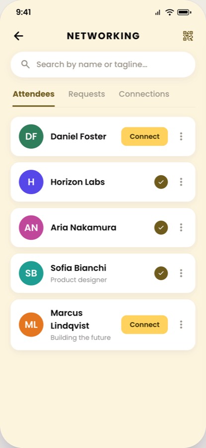 Networking & connections in the app