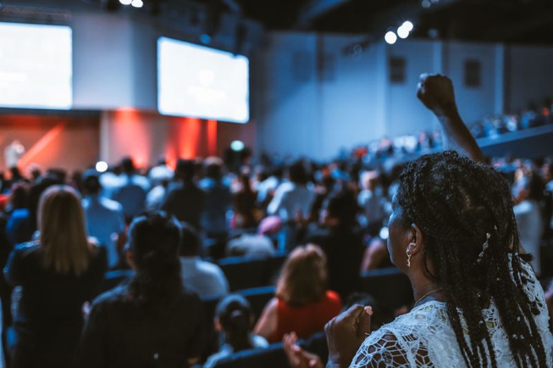 An energised conference crowd